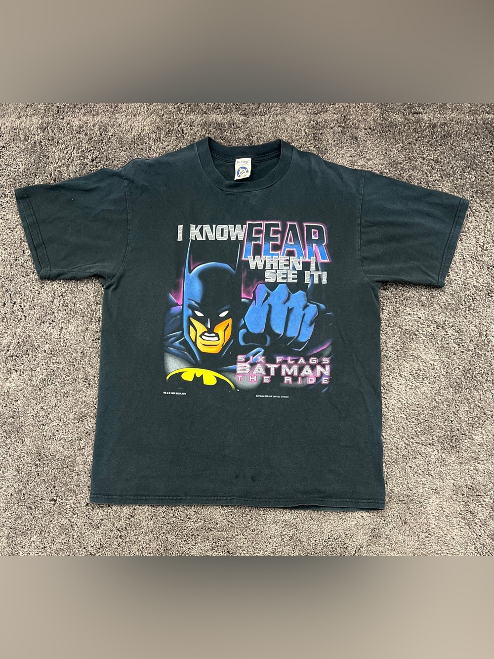 Batman Six Flags Shirt Men’s XL Vintage Batman The Ride VTG 1997 DC Comics